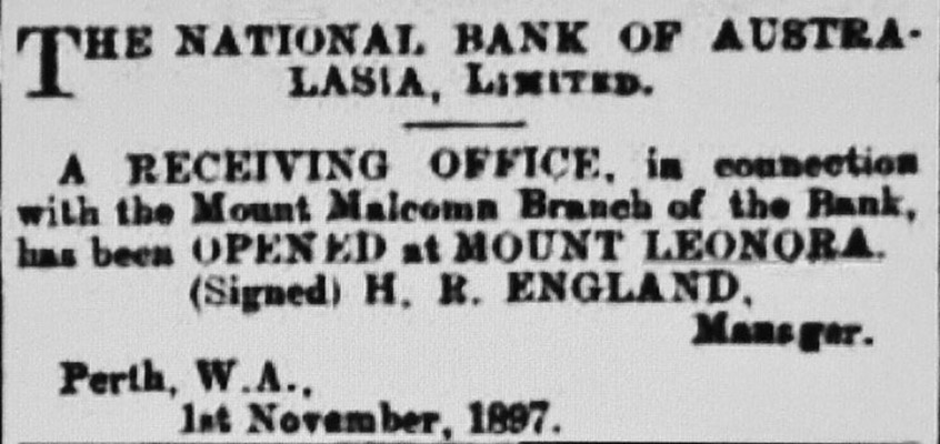 The National Bank of Australasia - The West Australian 6 Nov 1897