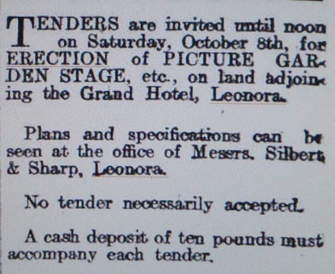 Grand Hotel & Picture Gardens - Kalgoorlie Miner 3 October 1910