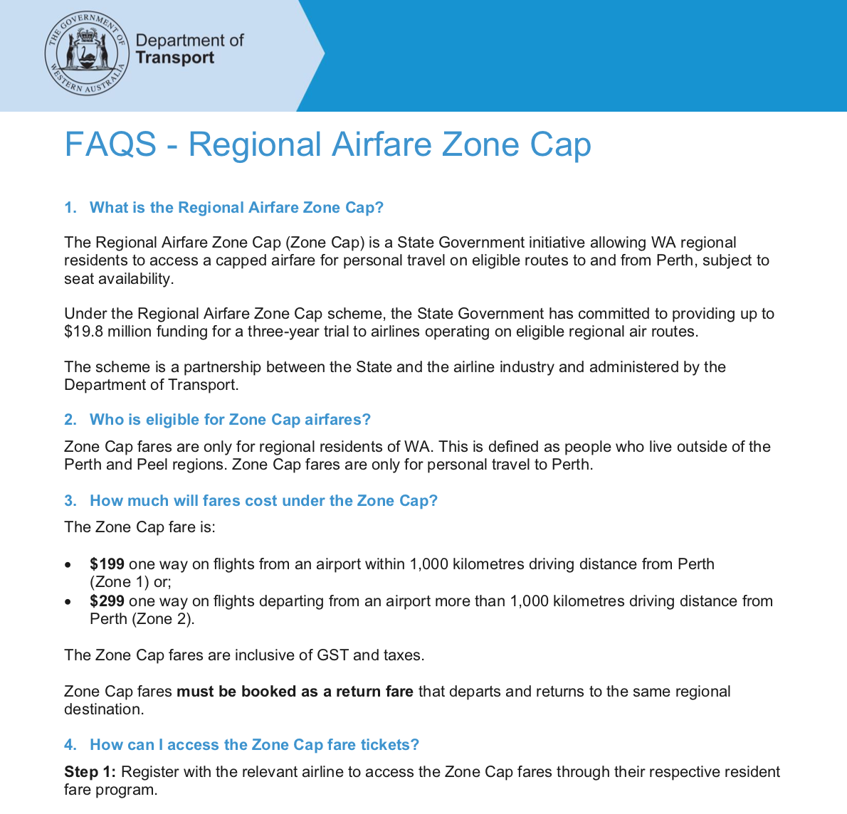 Regional Airfare Zone Cap